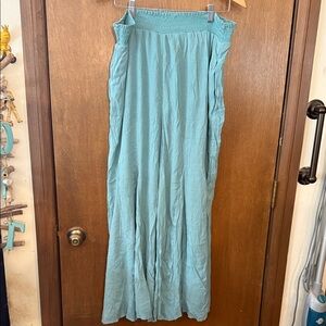 Sundance Aqua Smocked-Waist Wide-Leg Pants